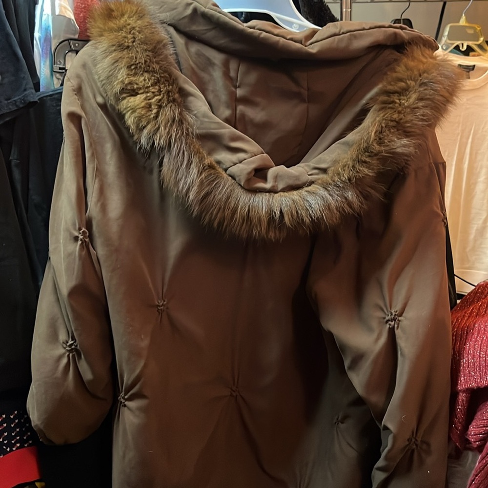 Gallery Winter Cold Weather Mid-Length Zip Up Women’s Size M Brown Coat Jacket - Picture 2 of 7